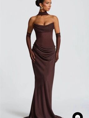 Babyboo Liora Maxi Dress, scarf and gloves included - Plum Brown